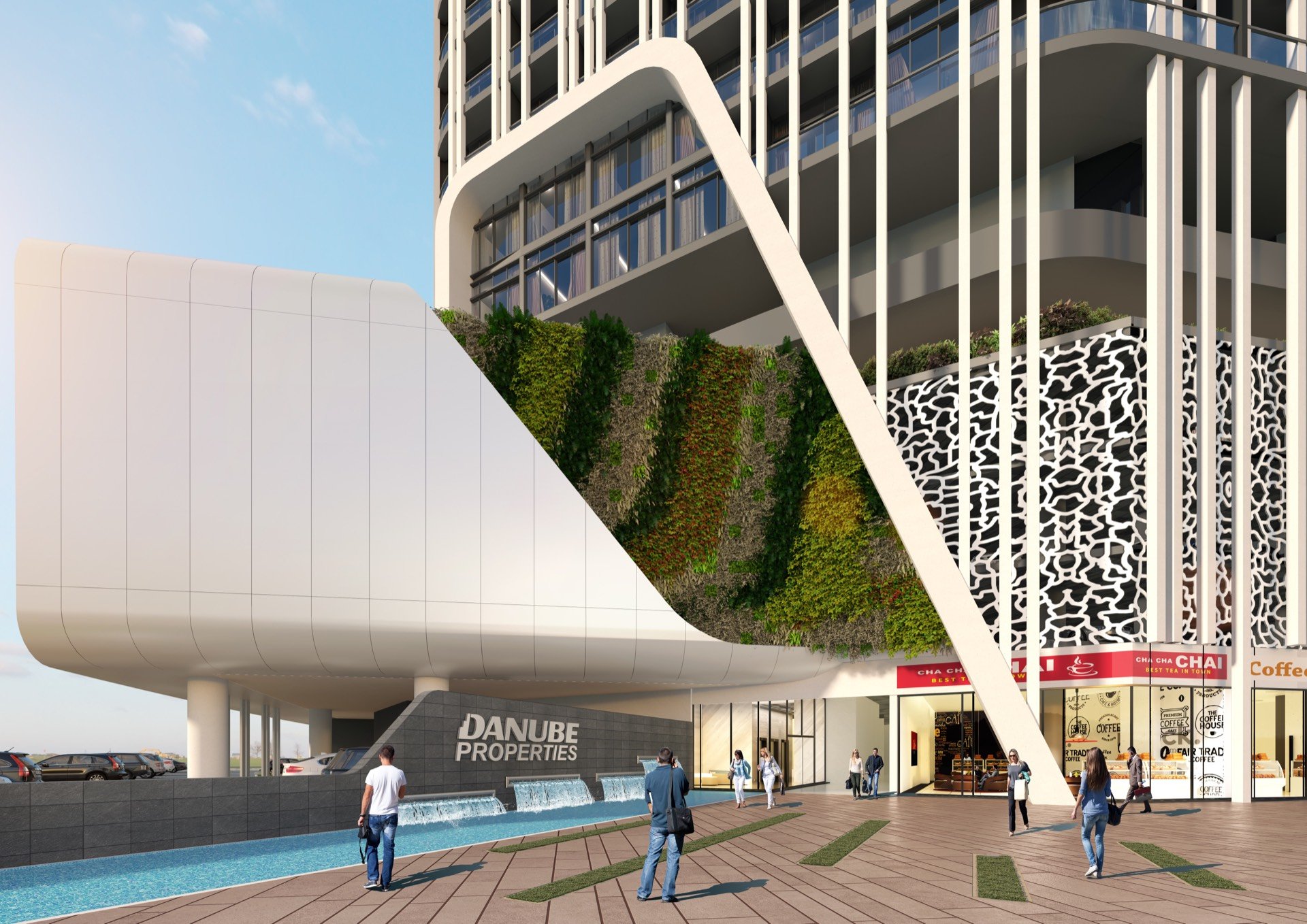 BAYZ 101 luxury apartment building entrance in Business Bay Dubai with modern architecture and premium finishes