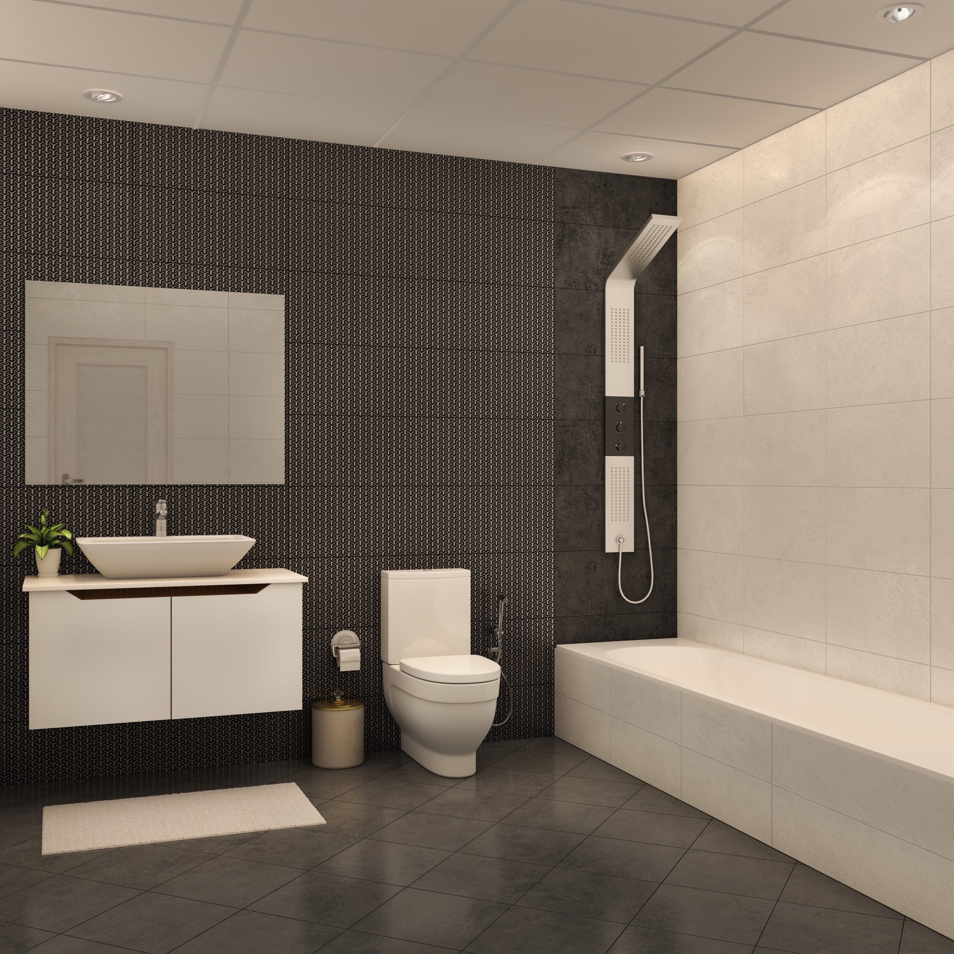 2-bedroom apartment bathroom in BAYZ 101 Dubai - luxury bathroom with premium fixtures, marble finishes and modern design